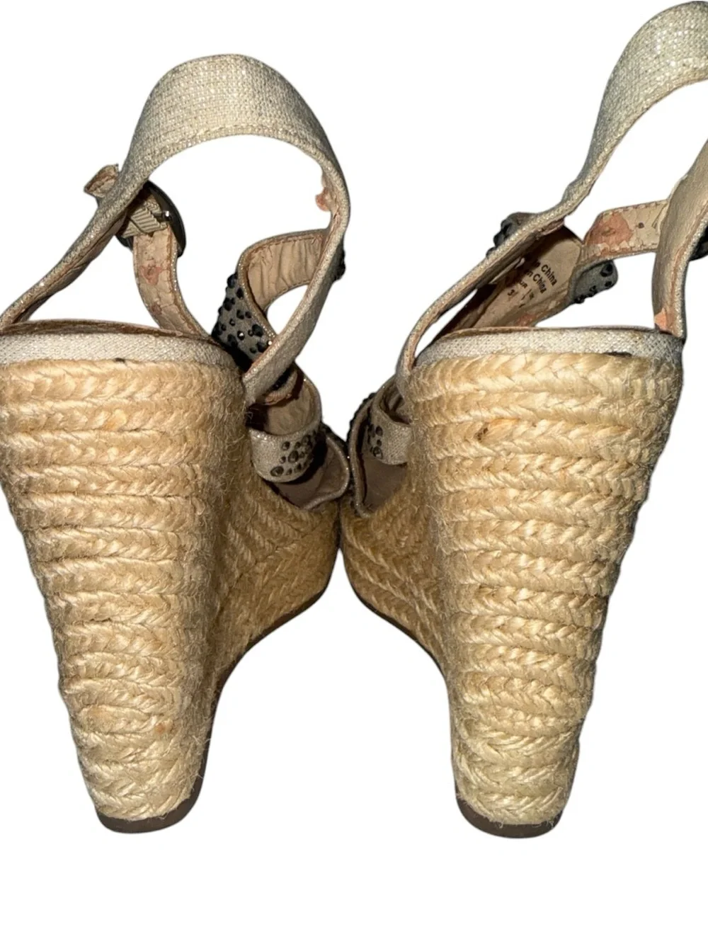 Aldo‎ Heels Women's 6.5 Beige/silver Wedge Jewels